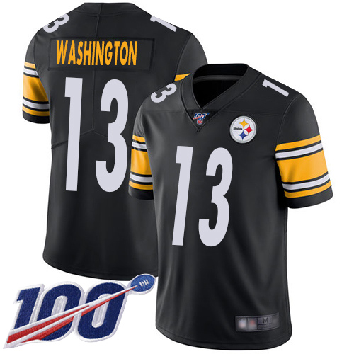 Men Pittsburgh Steelers Football 13 Limited Black James Washington Home 100th Season Vapor Untouchable Nike NFL Jersey